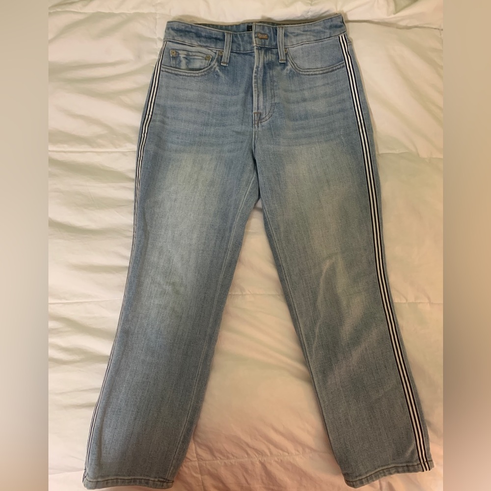 Talbots petite jeans with black and white stripe on side